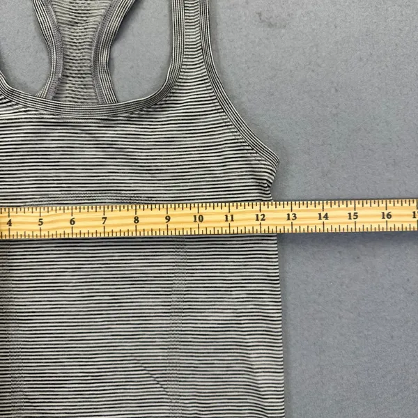 Lululemon Swiftly Tech Racerback Tank‎ Top Gray White Striped Womens Size 4 - Image 2