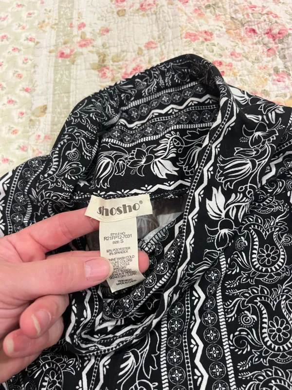 shosho Black and White Paisley Print Wide-Leg Pants - Image 4