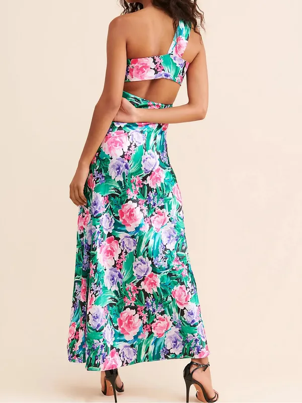 Free People Audette Studios Women’s Floral Printed Cutout Maxi Dress Multi Sz L - Image 5