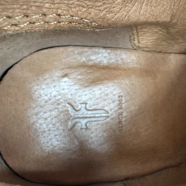 Frye Reina boots 8.5 western block heel zipper ranch rodeo cognac brown leather - Image 5