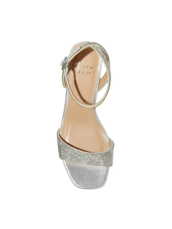 A New Day Shannon Block Heel Sandals 89469406 Silver Gray 6.5M - Image 12