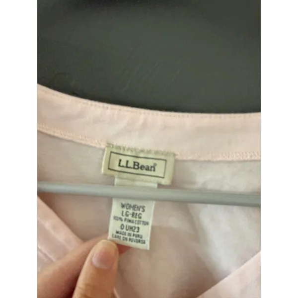 LL Bean Womens Pink‎ Pima Cotton V-Neck Button Front Cardigan Sweater Large - Image 4