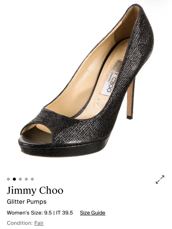 Jimmy Choo Black Glitter Peep-Toe Platform Pumps - Image 2