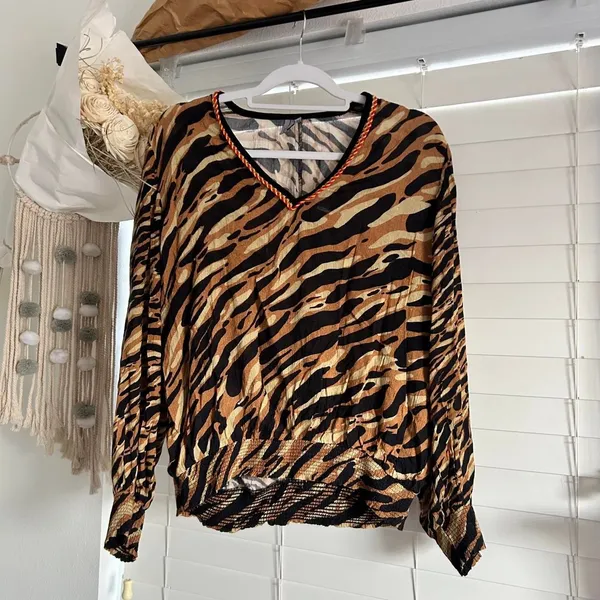 Anthropologie Blank London Tiger Animal Print Boho Indie Sleaze Top Size S - Image 2