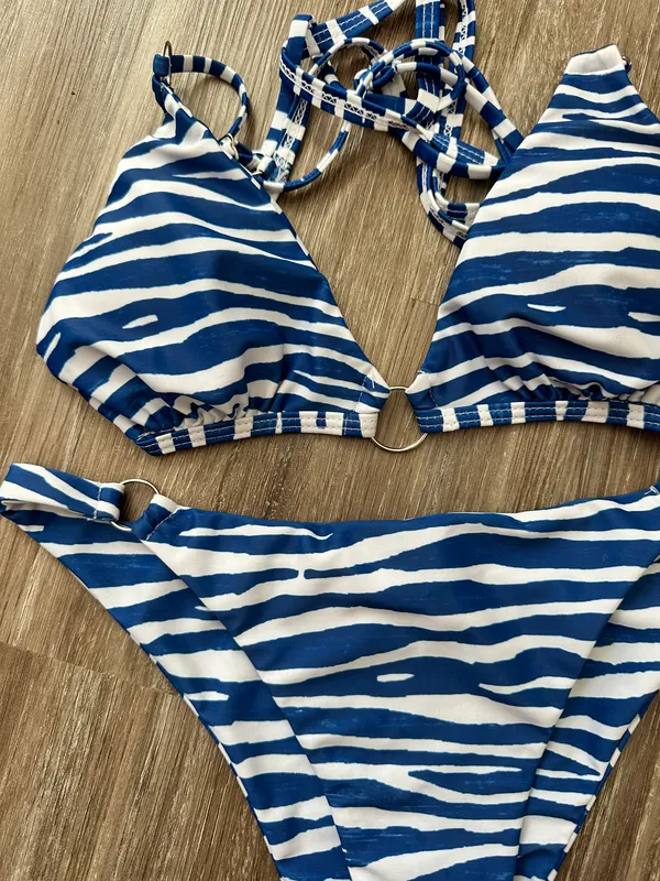 striped blue bikini - Image 2
