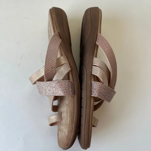 Patrizia Y2K Glitter Sandals Womens Sz 6.5 Rose Gold Boho Resort Euro Summer - Image 7
