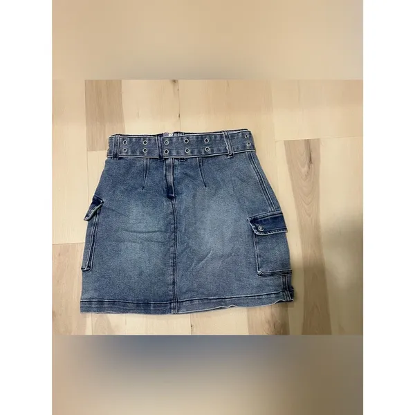 Juicy Couture NWT Size 25 XS Blue Denim Belted Cotton Cargo Miniskirt Retro Y2K - Image 7