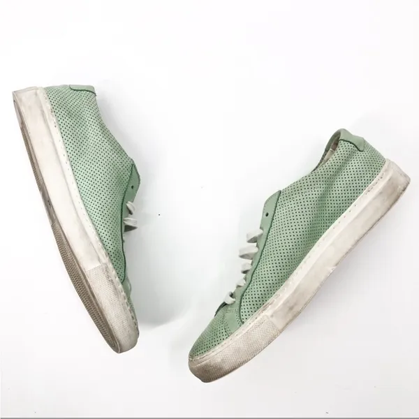 Woman By Common Projects Achilles Low Perforated Mint Green Nubuck Sneakers 7.5 - Image 3