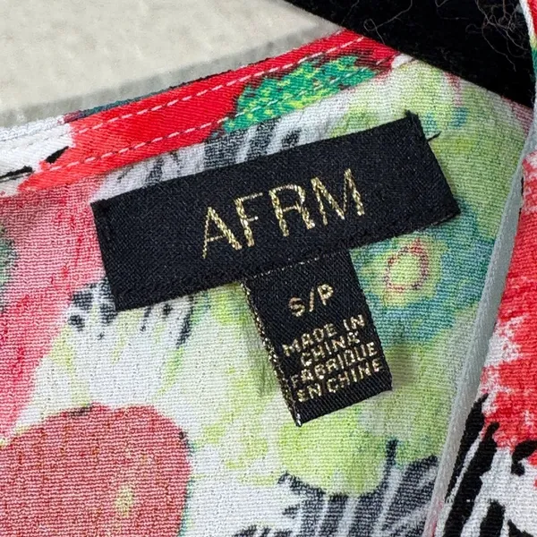 AFRM Red Green Floral Mini Dress Womens S Boho Spring Colorful Flirty Night Out - Image 15