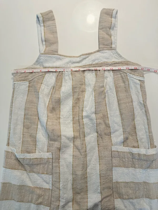 Anthropologie Maeve Tan Tonal Striped Cotton‎ Midi Sundress Size Small - Image 11