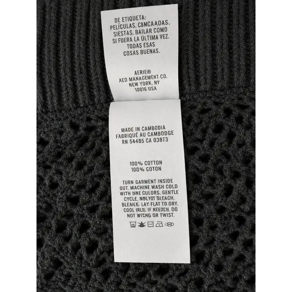 Aerie Crochet Pointelle Knit Maxi Skirt Charcoal Gray Side Slit Swim Cover Med - Image 7