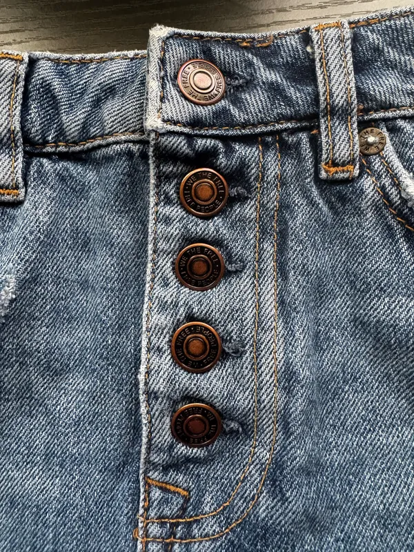 We The Free People Jean Skirt Distressed Free Blue Mini 26 - Image 4