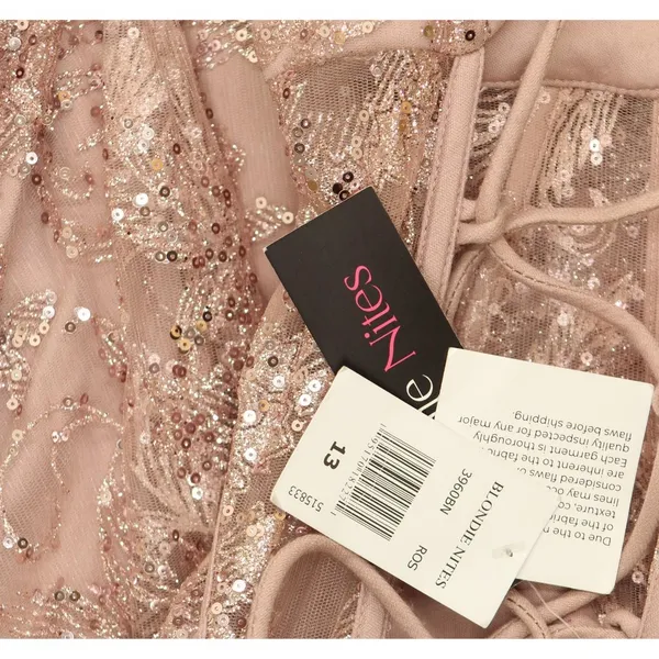 Blondie Nites Juniors Glitter Sequined Corset-Bodice Gown 3960BN Rose Pink 13 - Image 3