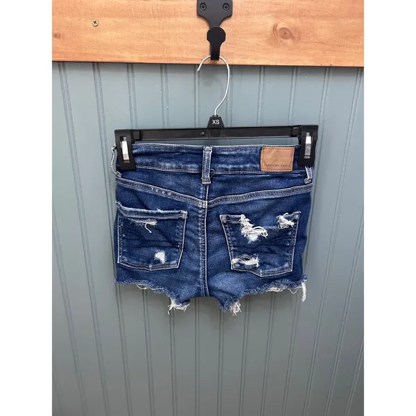 American Eagle Ne(x)t Level Stretch Distressed Denim Shorts Dark Wash 00 - Image 2