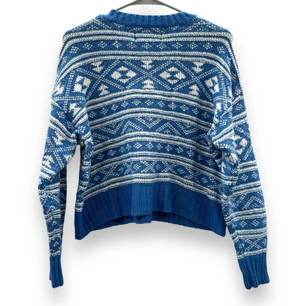 American Eagle Blue & White Fair Isle Snowdrift Long Sleeve Sweater Sz‎ S - Image 6