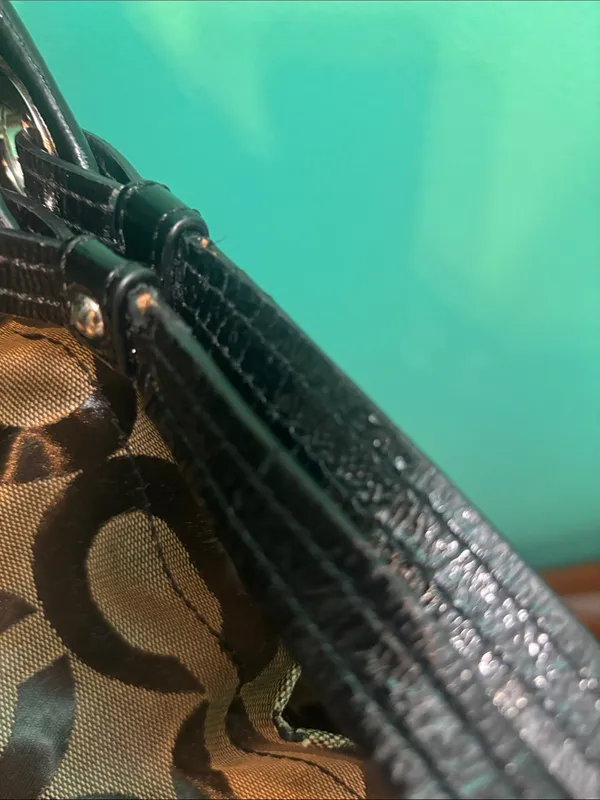 Coach “Op Art” Black and Tan Circle Logo Tote - Image 10