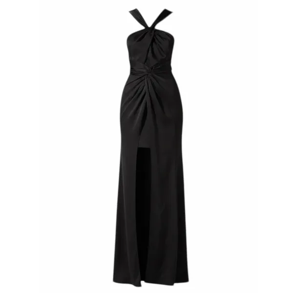 ASTR Georgiana Halter Neck Maxi Dress Black Satin Size S - Image 4