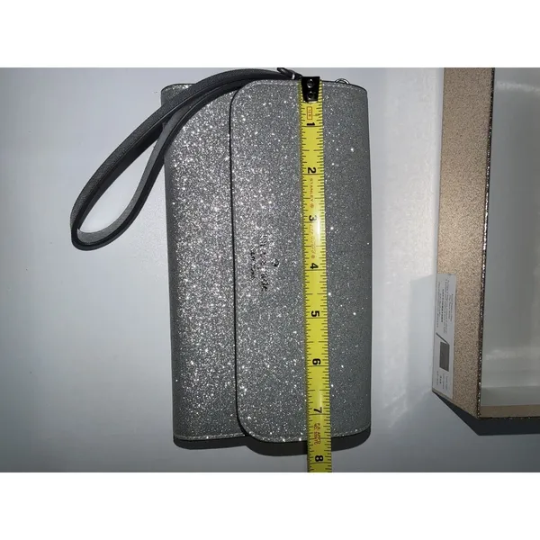 Kate Spade‎ Glimmer Boxed Medium Flap Wristlet Silver Wallet KE447 NWT $199 MSRP - Image 8