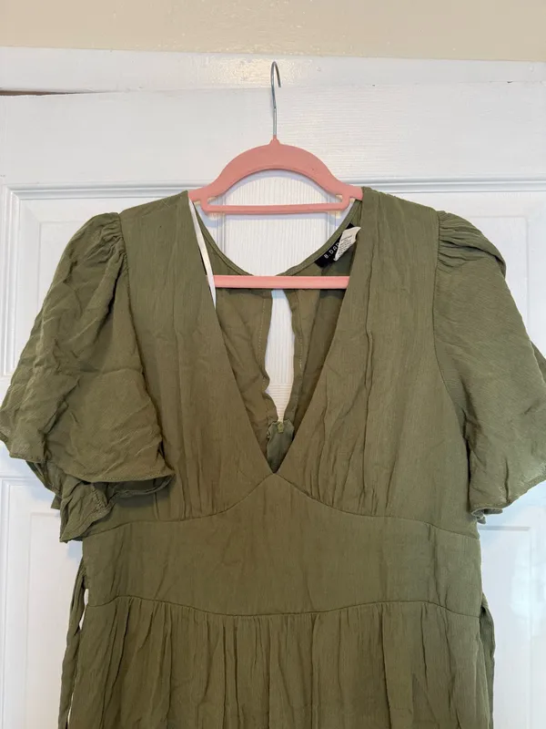 B. Darlin Olive Green Dress B V-Neck Tiered - Image 2