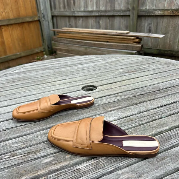 Franco Sarto Tan Brown Leather Duval Mule‎ Womens Slip On Mules Flats Size 7 - Image 5