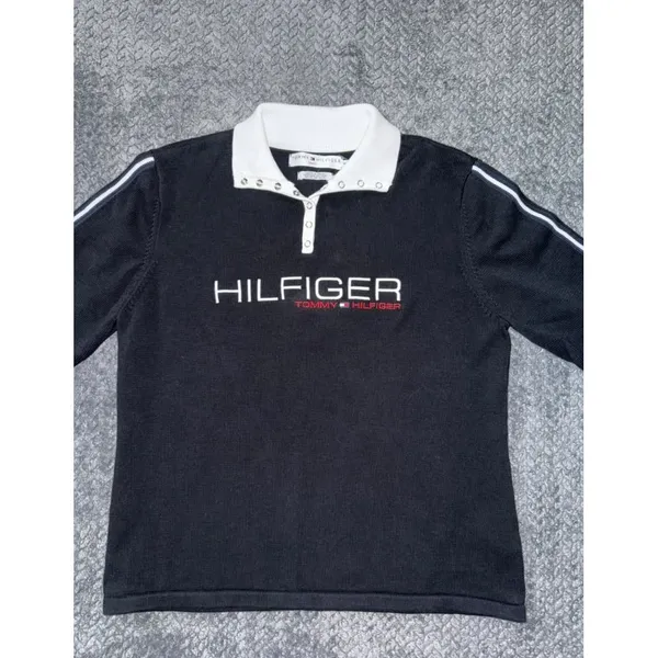 Tommy Hilfiger Women's Long Sleeve Knit Sweater Snap Button Size XL Y2K - Image 2