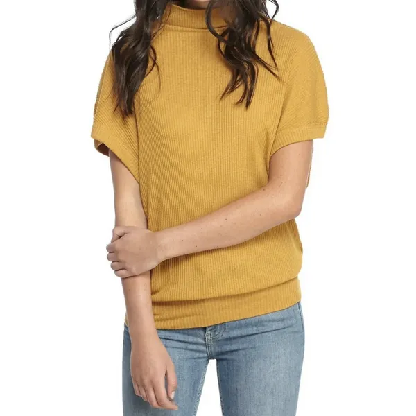 We The Free People Size S Top Madeline Anthro Relaxed Golden Haze Yellow Women's - Image 2