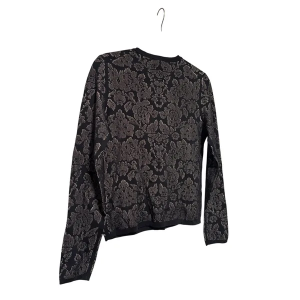 Ann Taylor Medium Black Tan Floral Cardigan Sweater - Image 9