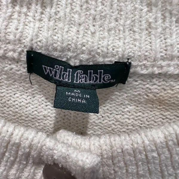 Wild Fable NWT Cream Button Front Cardigan Sweater Braided Shoulder Detail M - Image 3