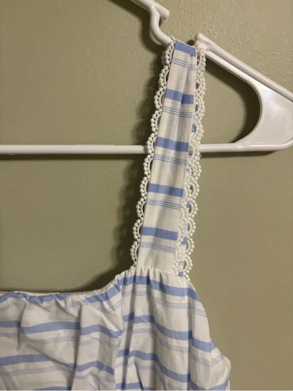 Altar'd State Florence Striped Maxi Dress Blue White Smocked Size Medium NWOT - Image 6