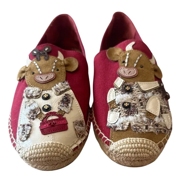 Tory‎ Burch Ozzie Ox Espadrilles Lunar New Year Red Size 9 Rare - Image 2