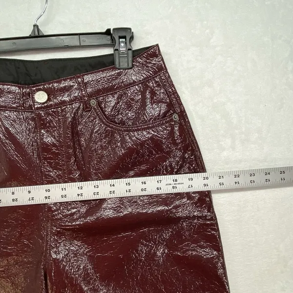 ASOS Jeans Womens 32x32 Oxblood‎ Vinyl Mid Rise 90's Straight Leg - Image 3