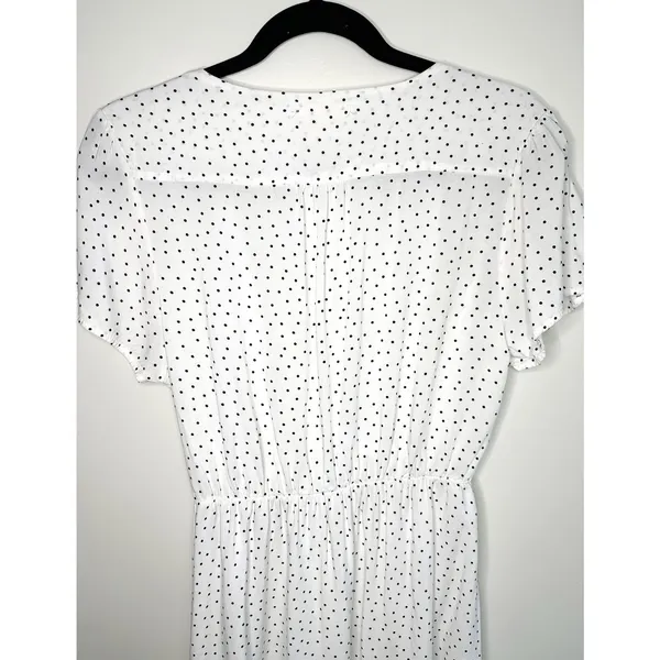 Bella Ella White Black Polka Dot Faux Wrap Dress Rayon S‎ Summer Wedding Guest - Image 11