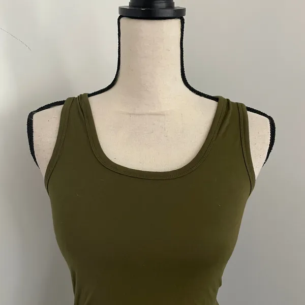 Venus Green Racerback‎ Dress XS Ruched Side Sleeveless Midi Minimalist Bodycon Coverup - Image 2