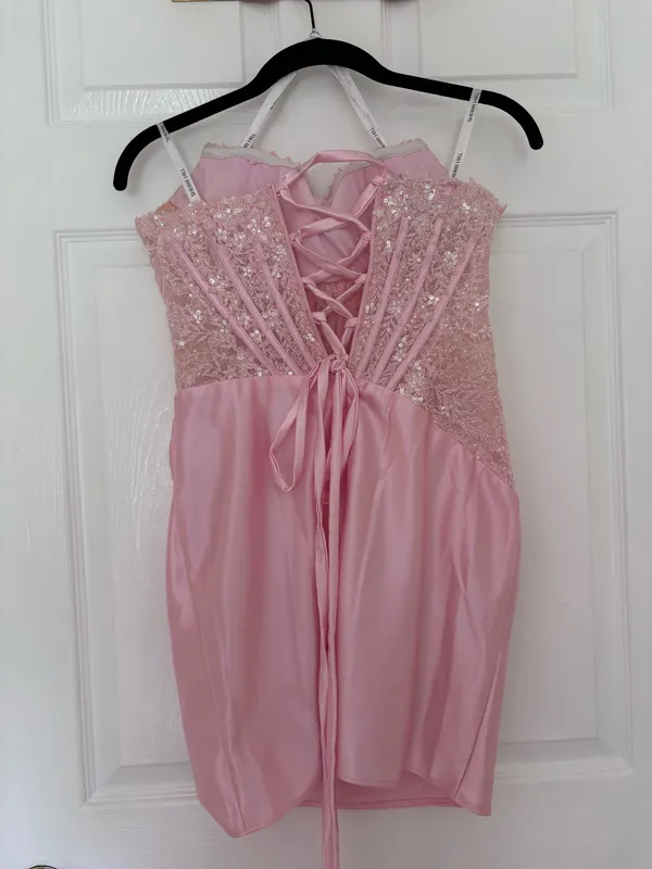 Sherri Hill Dress Homecoming Pink Strapless - Image 2