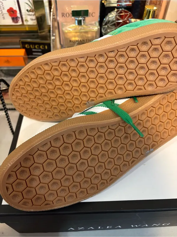 adidas Gazelle Green Suede Sneakers with White Stripes and Gum Sole - Image 5