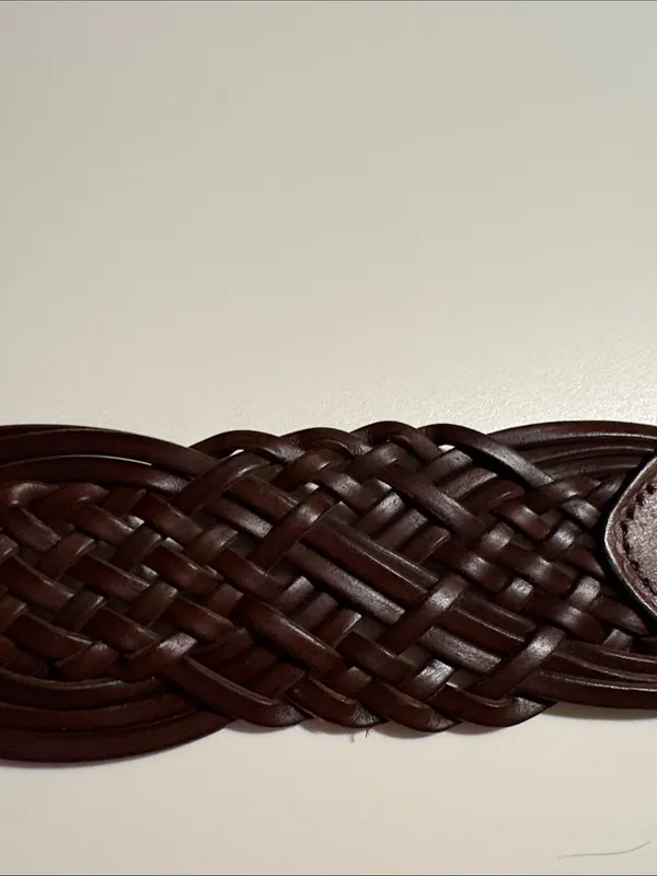 SONOMA womens Braided Leather Belt in Dark Brown with Brass Buckle nwt Sz Large - Image 5
