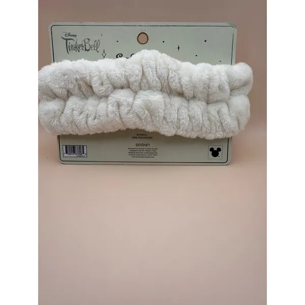 Disney Tinker Bell Spa Headband‎ White Plush Gold Glitter Bow Taste Beauty - Image 4