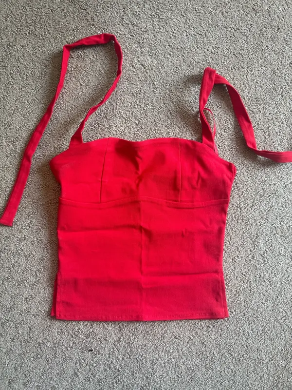 Edikted Dara Halter Top in Red  - Image 3