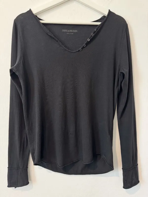 Zadig and Voltaire Tunisien Camo Skull Henley Top Size Small Rock and Roll Edgy - Image 4