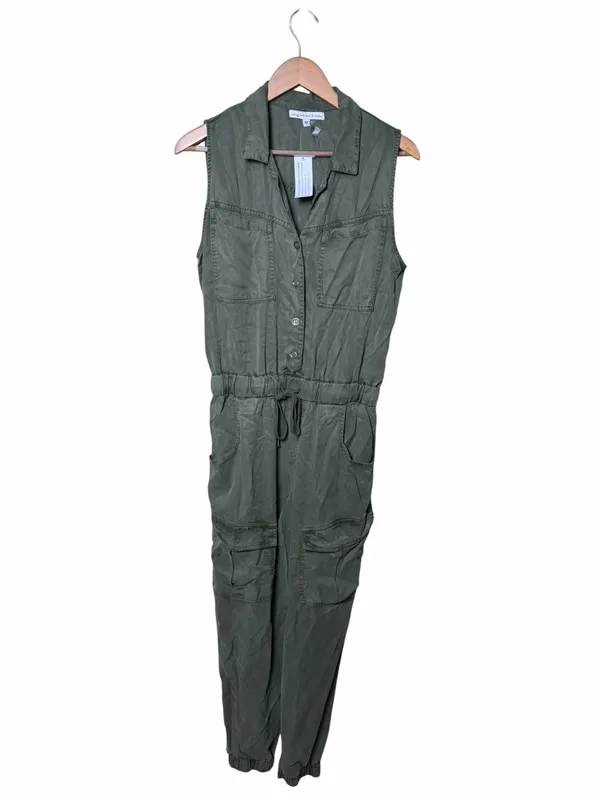 New Young Fabulous & Broke Olive Green Cargo Utility Jumpsuit Tencel Size Medium - Image 4