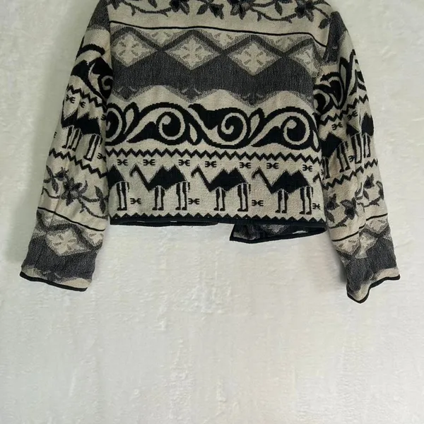 Flashback Vintage Tapestry Jacket Womens Small Black Cream Camel‎ Southwestern - Image 6