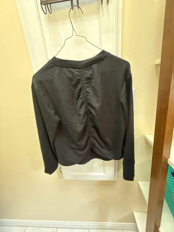 Apana Women's Black Long Sleeve Crewneck with Ruched Back Detail - Image 4