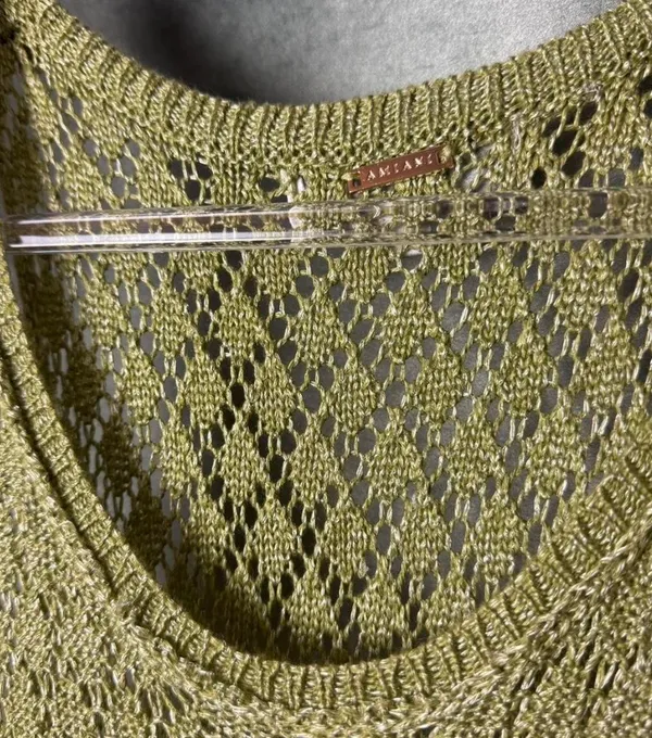 Green crochet maxi dress with fringe - Image 4