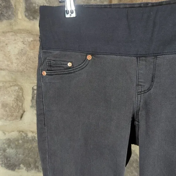 H&M &Denim Woman's Size‎ 4 Black Super Skinny Pull-on Maternity Pants Raw Hem - Image 4