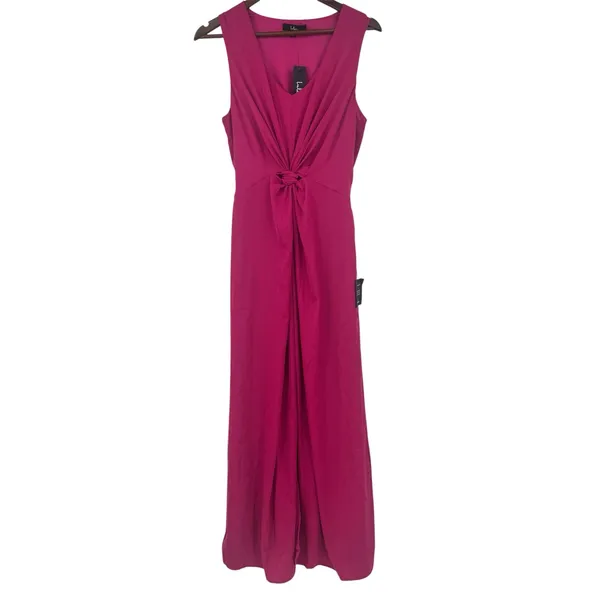 New Lulu’s See Me Stun Magenta Sleeveless Knotted Maxi Dress formal size small - Image 2