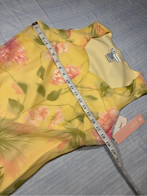 Vintage Dressbarn Yellow Floral Chiffon Midi Dress - Size 12 - NWT - Image 5