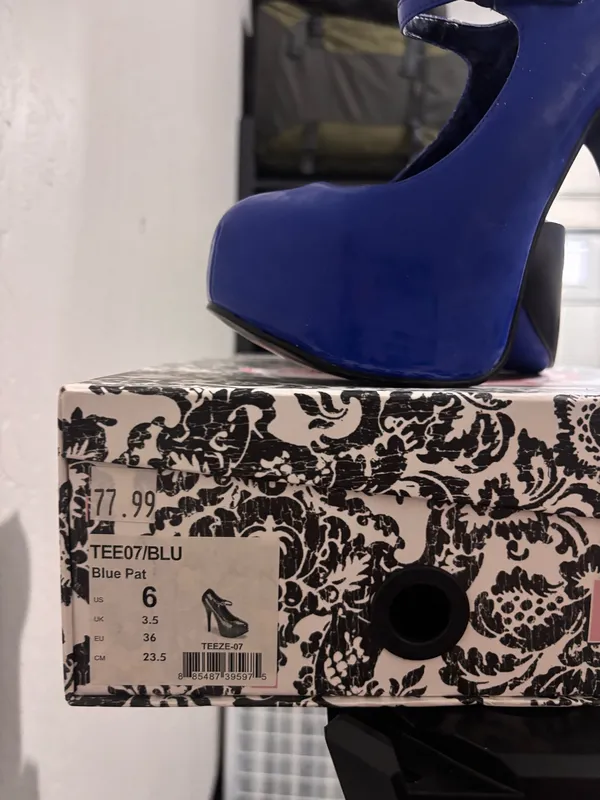 Pleaser Heels Bordello Women's Blue Mary Jane Platform Pumps - Image 5