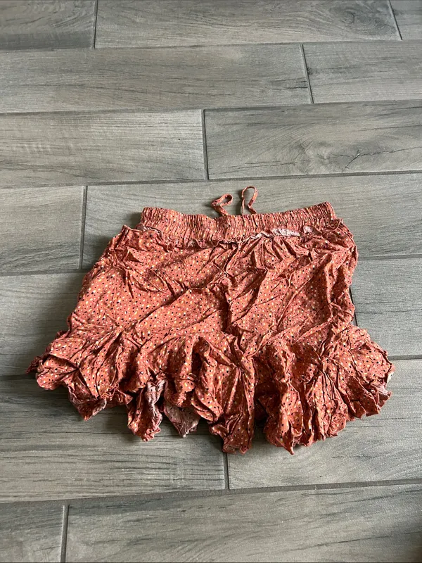 ILLA ILLA Rust Orange Ruffle Mini Skirt with Dot Print - Image 3