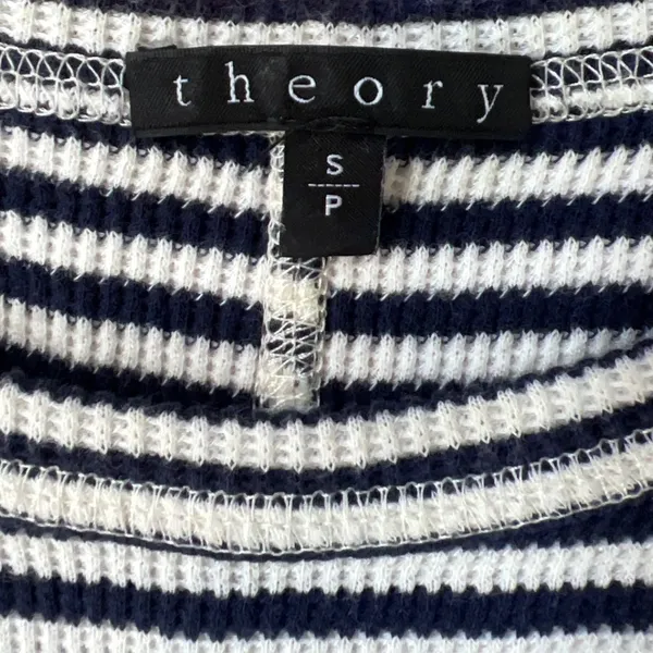 Theory Onissa Striped 100% Cotton Ribbed Mini Dress Small Navy White Coastal EUC - Image 7