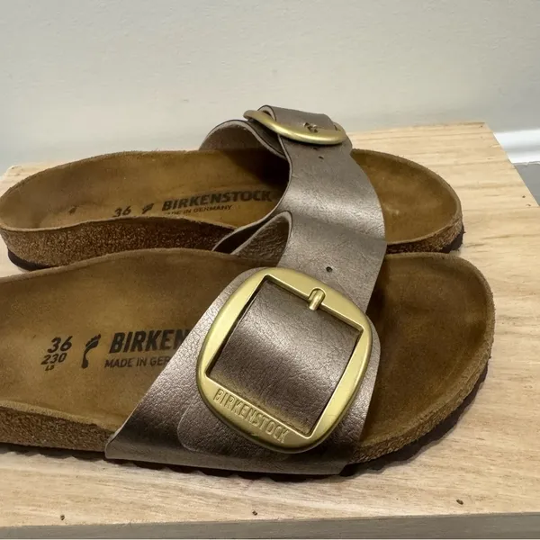 Birkenstock Madrid Birko-Flor Copper Metallic Leather Sandals 5‎ - Image 7